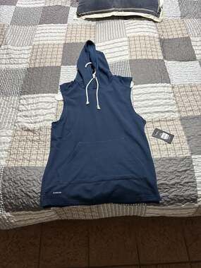 Athletic Works Men's French Terry Sleeveless Hoodie, Blue, Size Small (34-36)